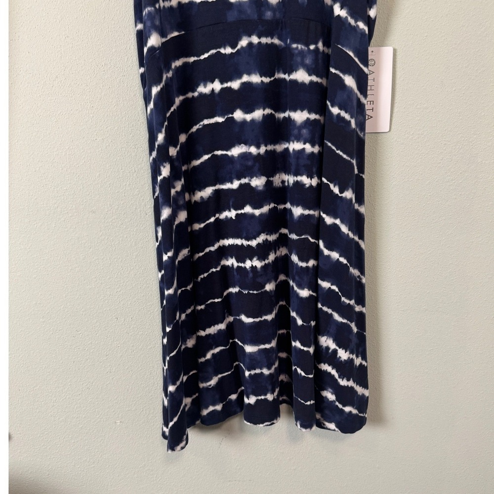Athleta Santorini Thera Print Dress Blue Navy Tie Dye Stripe UPF 1X NEW Beach - Picture 4 of 11